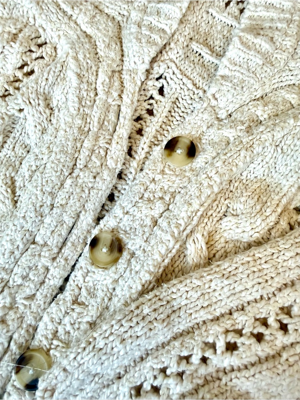 Free People Chunky Cream Cardigan Sweater Size Medium